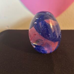 Egg Shape Handblown Vintage Paperweight . Estate Collection
